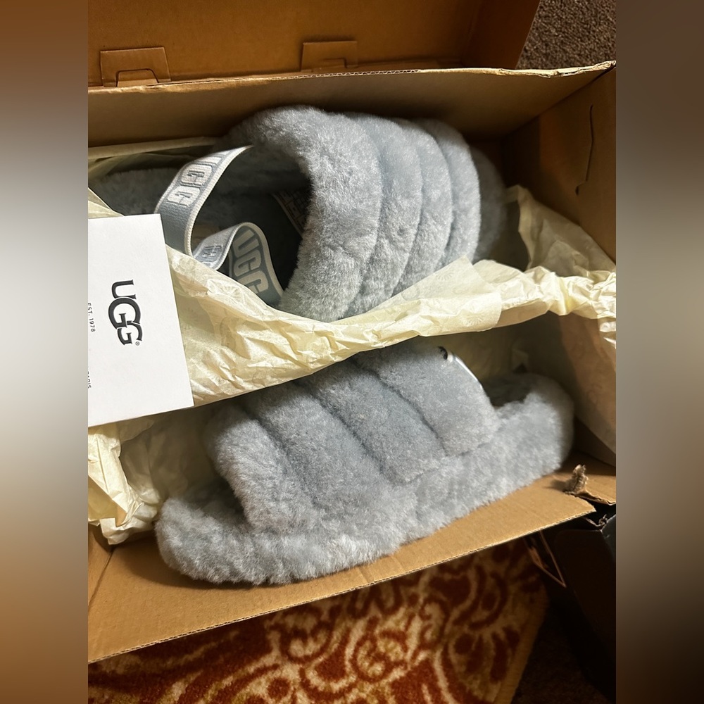 UGG - fluff yeah slide - light blue - size 8